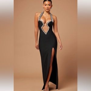 Fashionnova Bandage Embellished Gown in Black